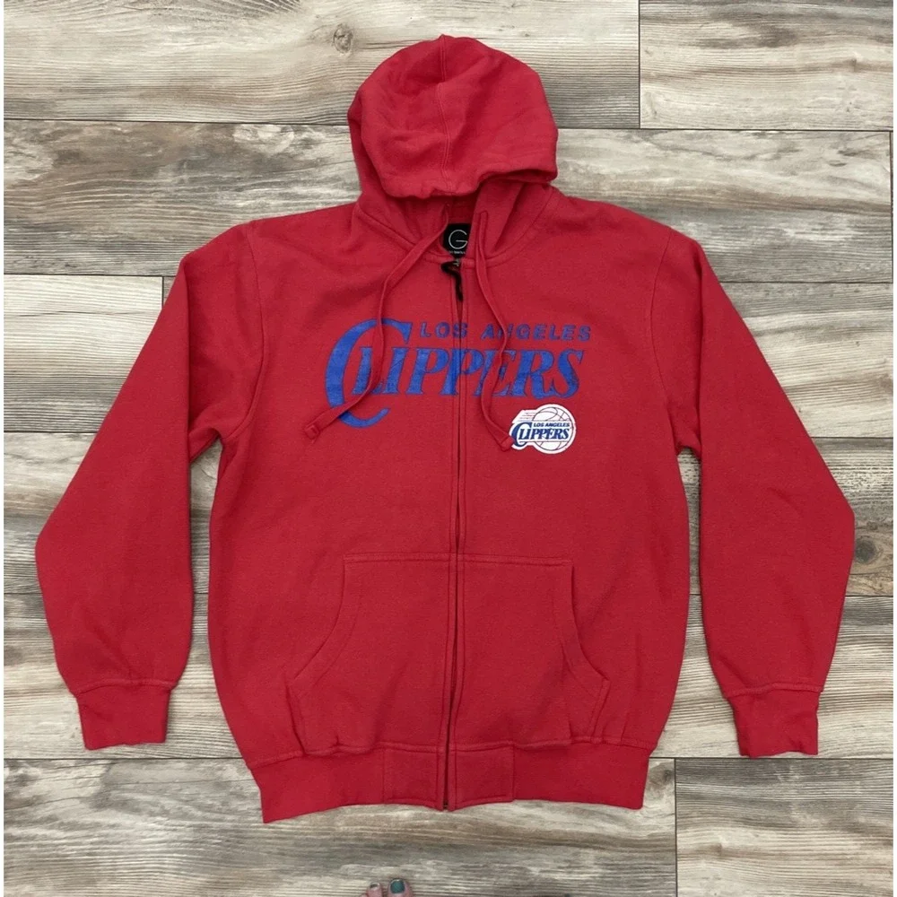 GIII Carl Banks Los Angeles LA Clippers Red Zip Hoodie Mens Large NBA Basketball