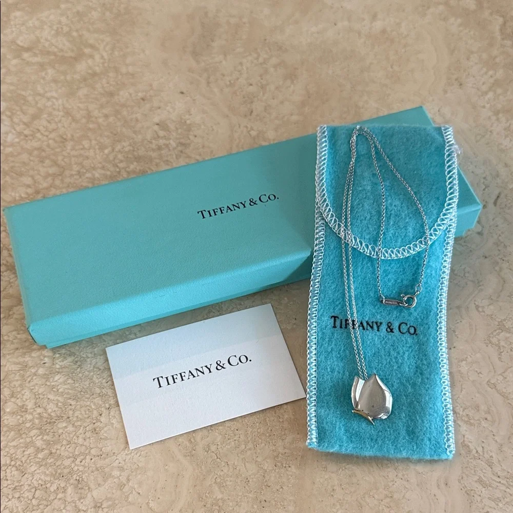 Tiffany & Co. 18K Gold & Sterling Pendant Butterfly Necklace