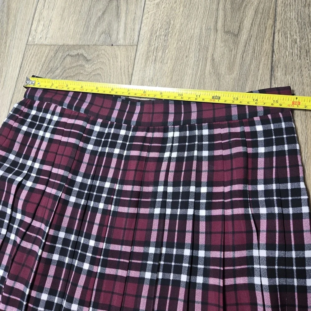 NWT Michael Michael Kors Long Pleated Plaid Skirt‎ Burgundy Size 10 MSRP $140