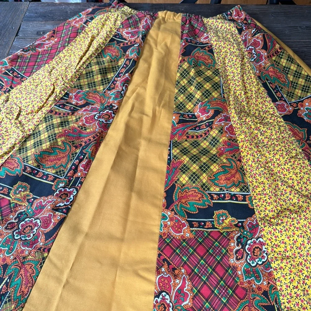 Vintage Carefree Fashions quilted patchwork‎ maxi full prairie style skirt Large
