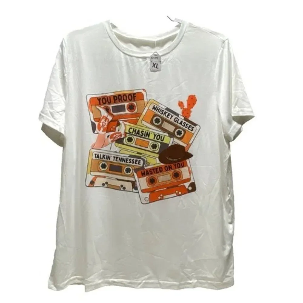 Morgan Wallen Cassette Tape T-Shirt Women's XL Country‎ Western Graphic Tee NWT