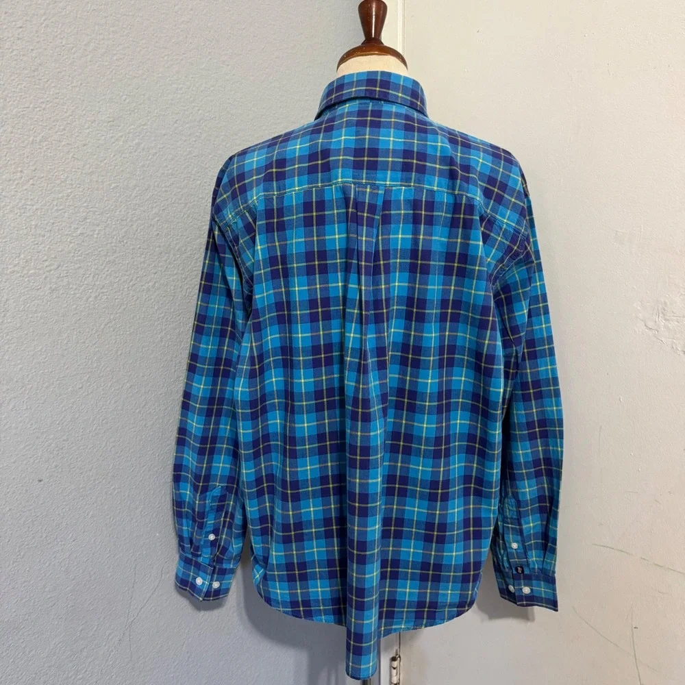 Cruel Girl Womens XL Blue Yellow Plaid‎ Western Button Down Cotton Shirt Logo